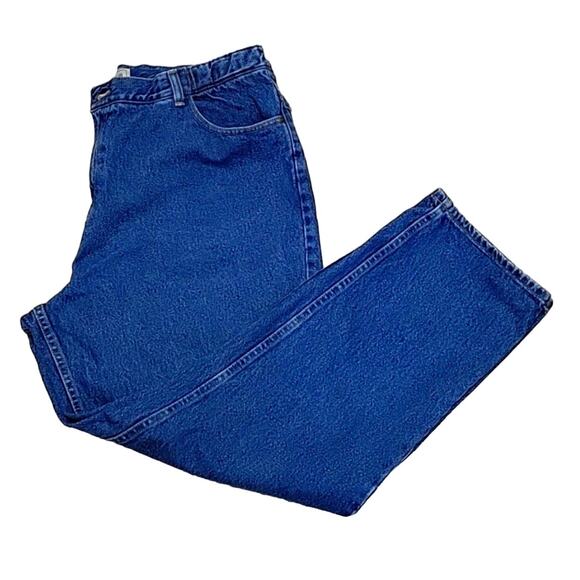 L. L. Bean Relaxed Fit High Rise Wide Straight Leg Med Blue Denim Womens Size 20 - Picture 1 of 7